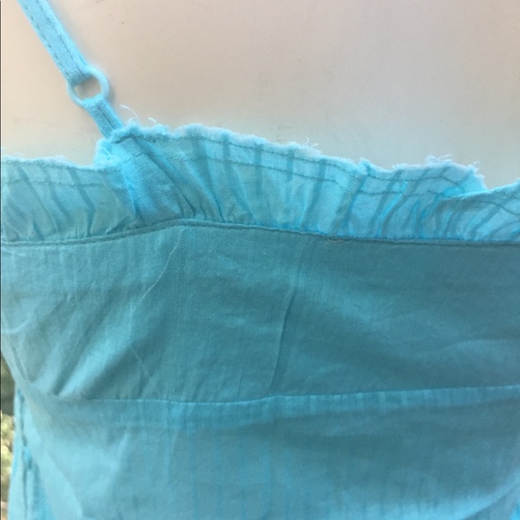 Raviva summer time cotton teal blue , scalloped lace trim camisole - Picture 8 of 12